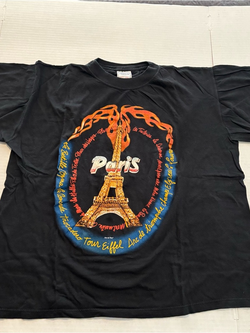 Paris Eiffel Tower Vinyage Graphic Tee - Mens M Black - Picture 2 of 7